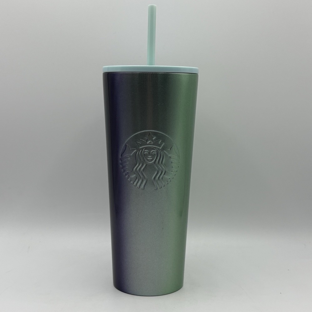 NEW Starbucks 24oz Starbucks blue green ombre sparkle Tumbler 2021 cup Venti